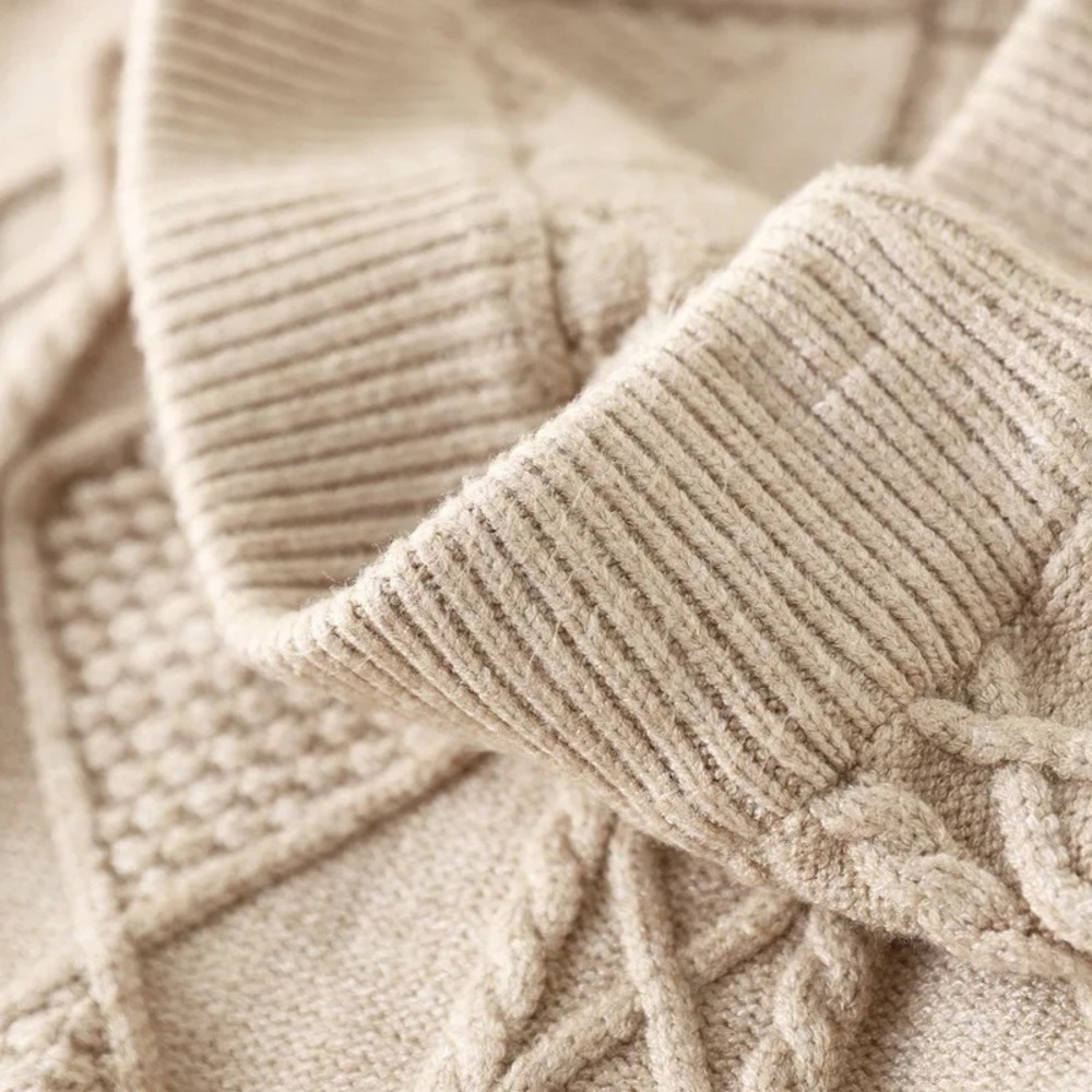 NEW Beige Cable Stretchy Knit Bodycon Midi Sweater Skirt - Picture 6 of 8
